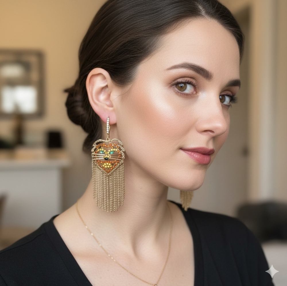 Betsey Johnson GoldTone and Green Dangle Earrings